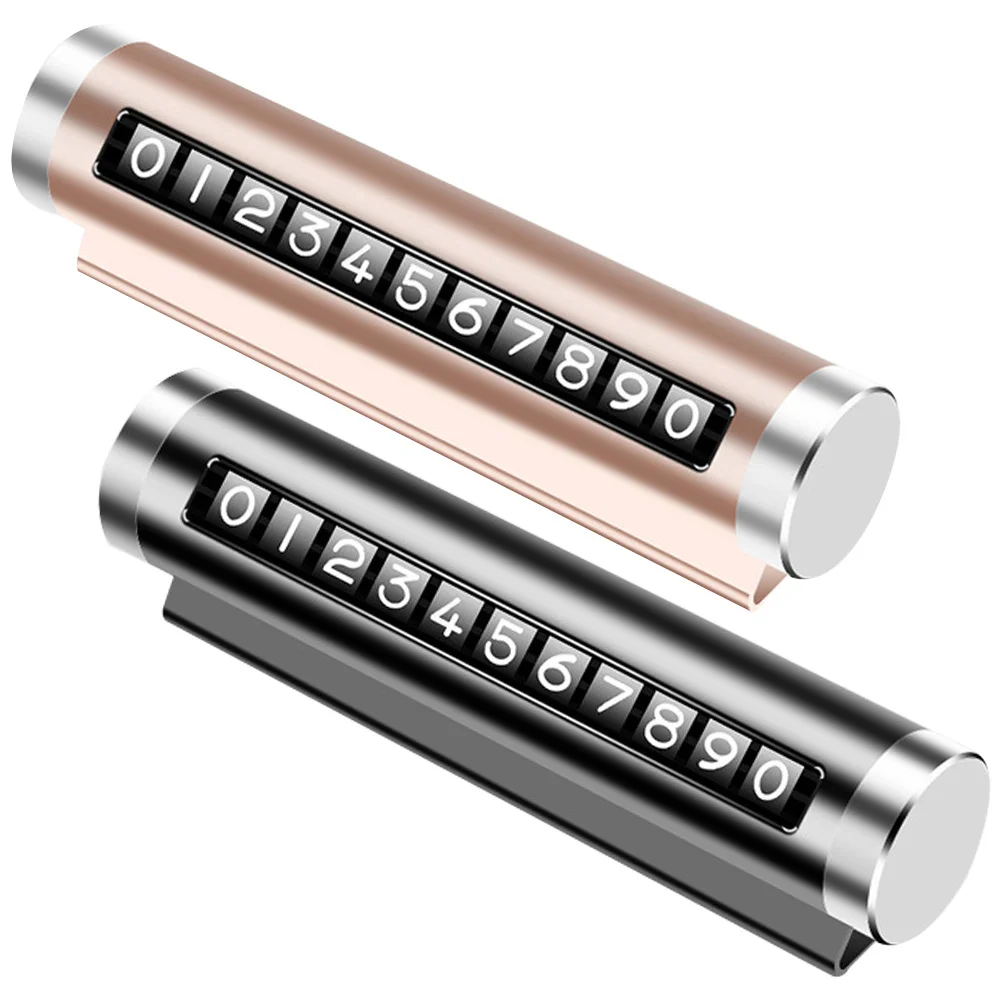 

2pcs Car Phone Temporary Parking Card Flip Design Metal Dashboard Decorative Plate For Vehicle Interior Accessories