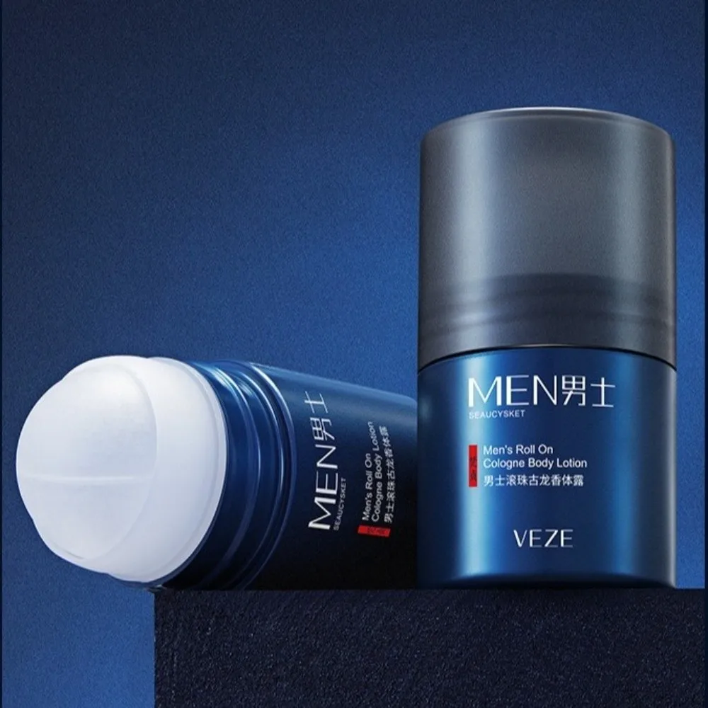 Portable 50ml Men's Solid Cologne Light and Fresh Scent Long Lasting Roll-on Cologne Body Lotion Solid Perfume Balm Travel