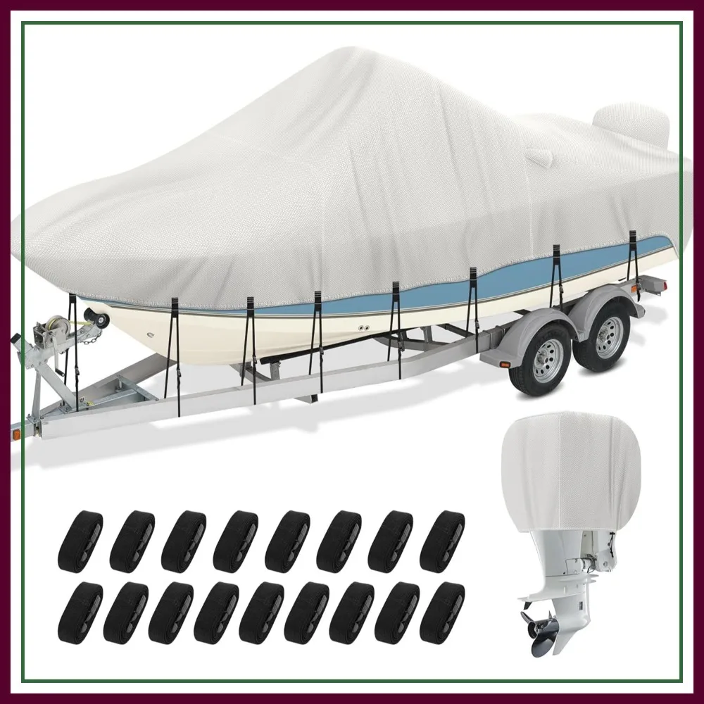 

Center Console Boat Cover 17-19ft, 1200D Waterproof Trailerable Cover with Motor Cover, Heavy Duty UV Resistant Polyester