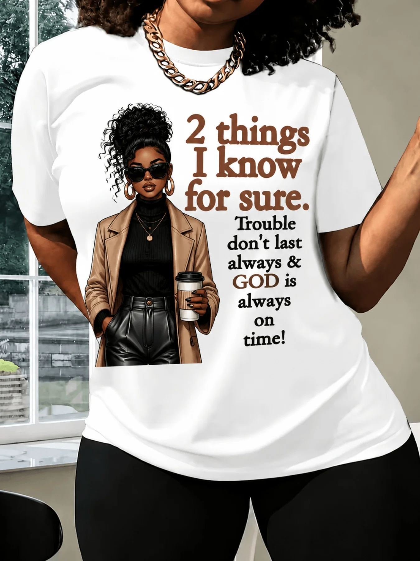 Plus Size, 2 Things I Know for Sure, Christian Faith, Men's & Women's Plus Size Clothing, Casual Short Sleeve Crew Neck Top, Comfortable Fit for All Seasons, Back to, Halloween Outfit
