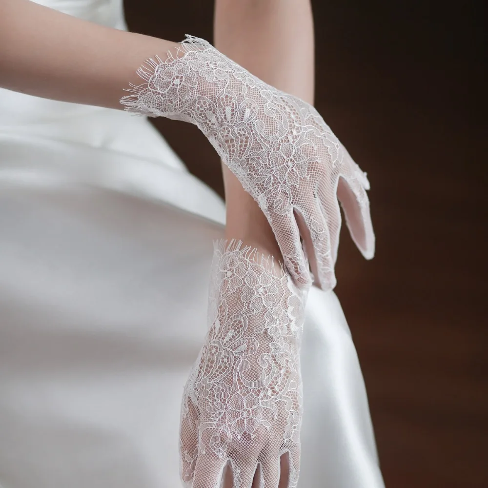 Guantes de conducción finos para Cosplay, guantes cortos para banquete, vestido de cena, manoplas de boda, guantes largos de encaje, guantes de malla nupcial para fiesta