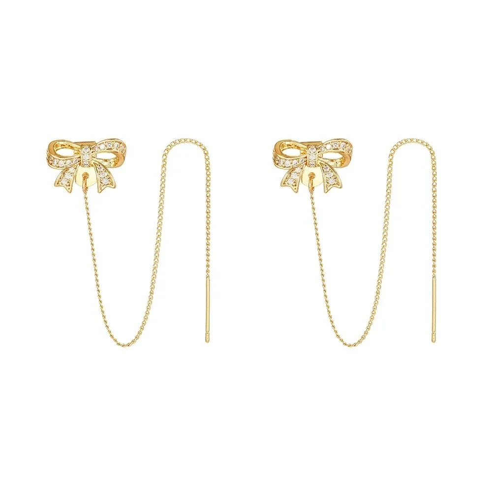 Butterfly Knot Earphone Wire Clip Sparkling Zircon Diamond Buckle Earbud Decorative Clip Adjustable Earphone Chain Daily Commute