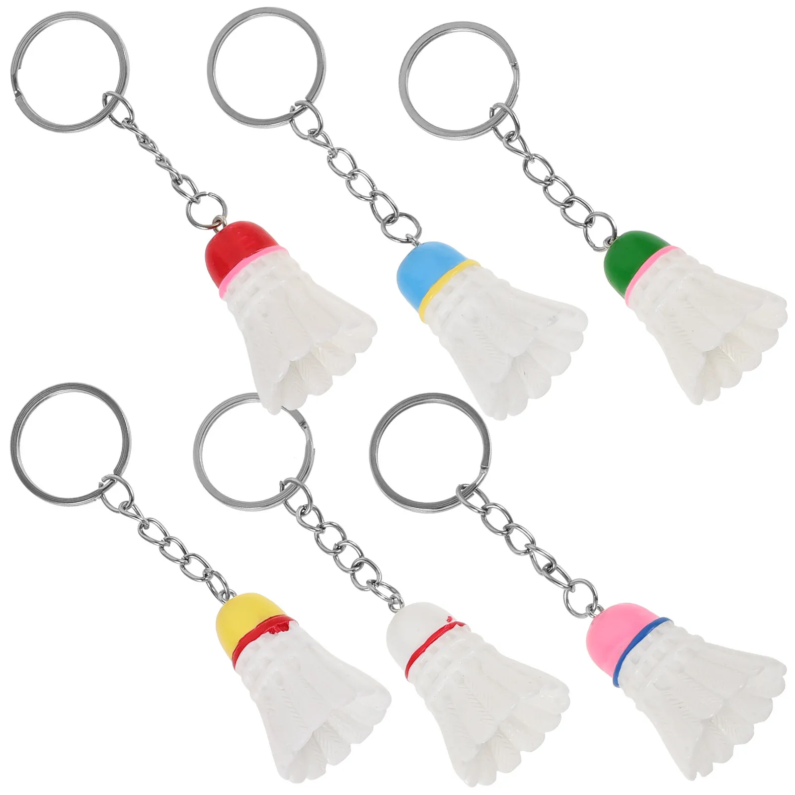 

Набор из 6 металлических брелоков для ключей в виде ракеток для бадминтона, декоративные кольца для ключей из смолы, подвески для сумок и рюкзаков, подарки для женщин, брелок-украшение