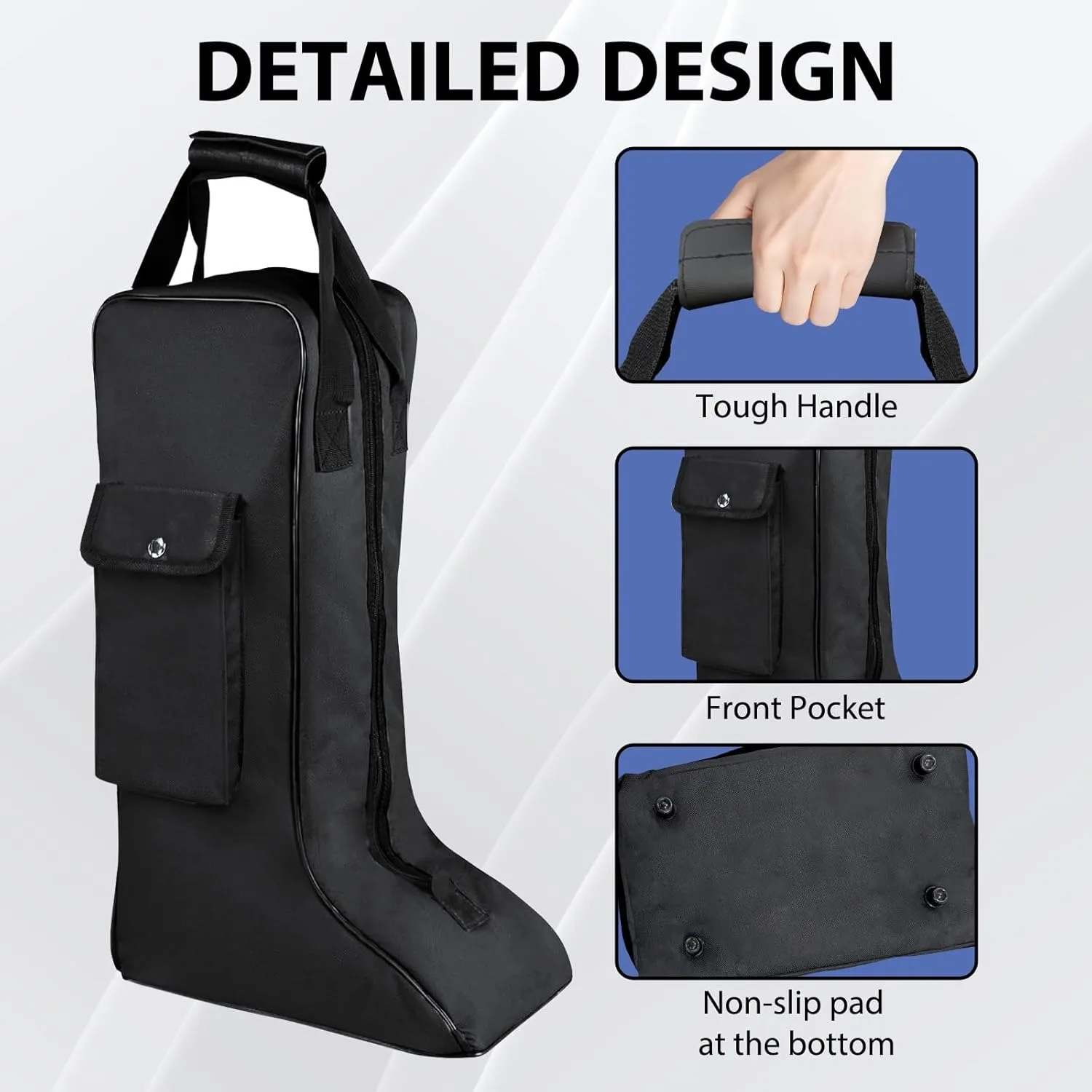 Portable Boot Bag for Tall Boot, Oxford Equestrian Boot Bag with Handle, for Cowboy Boots, Snow Boots, Travel and Daily Use