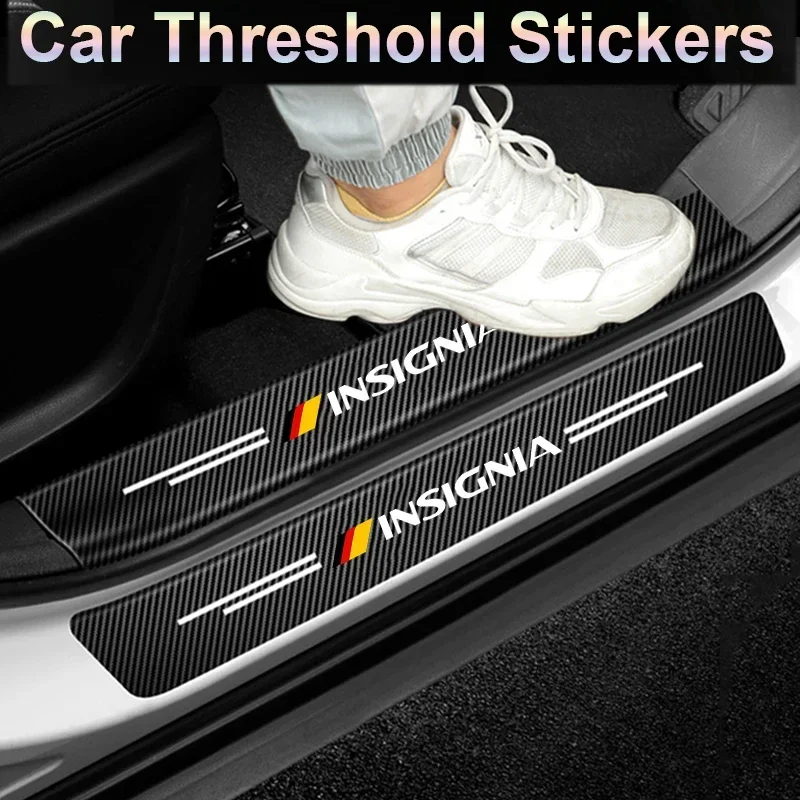 Carbon Fiber Auto Threshold Scuff Plate Sticker for Insignia Car Door Sill Anti Scratch Decals Strip Tape Interior For Opel