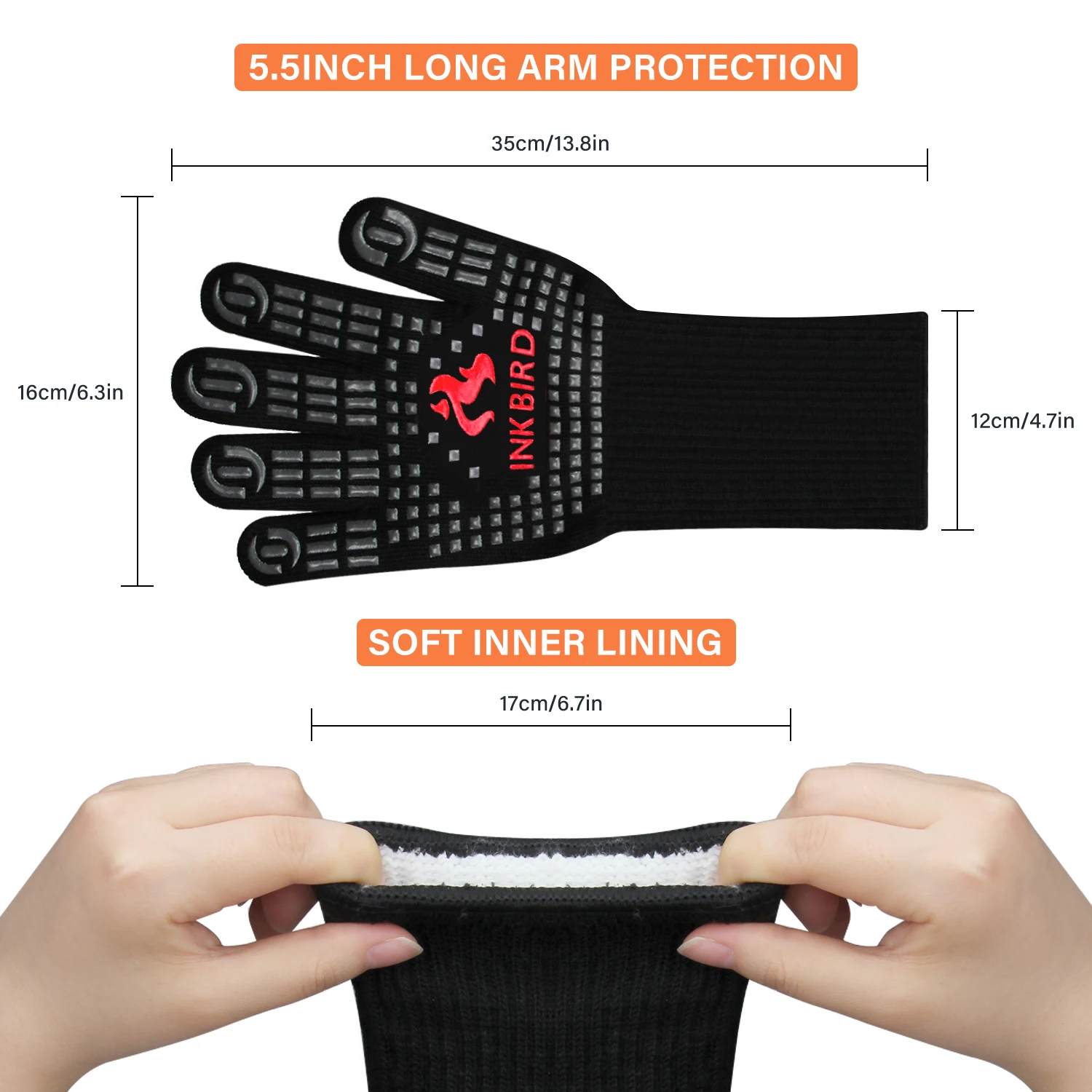 INKBIRD BBQ Gloves High Temperature Resistance Oven Mitts 800 Degrees Fireproof Barbecue Heat Insulation Microwave Gloves