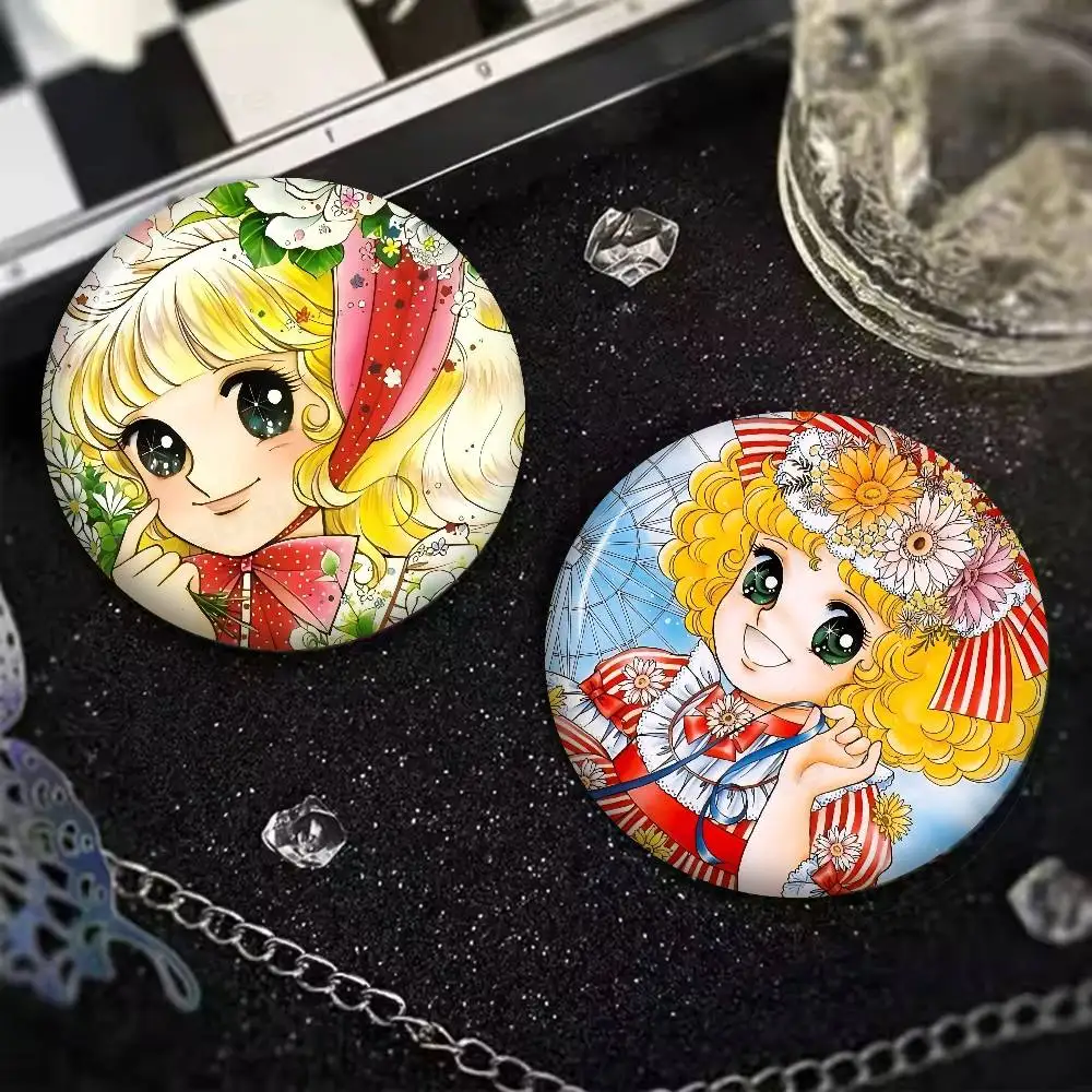 Anime C-candy Candy Creative Pins Funny Faces Round Snap-in Brooch Badge Backpack Hat Accessories Jewelry Gifts