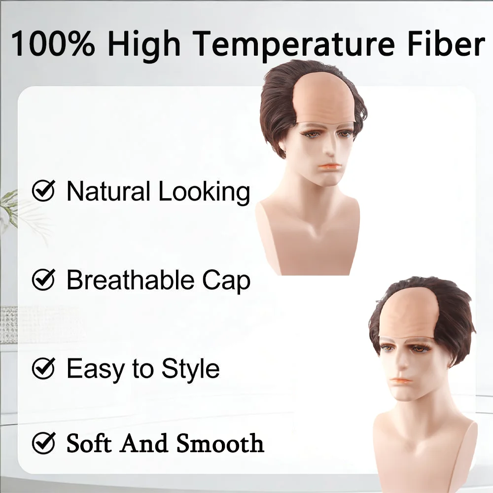 Instant Old Man Wig Salt and Pepper Bald Wig With Integrated Scalp Funny Cosplay Wig For Balding Men Party Halloween