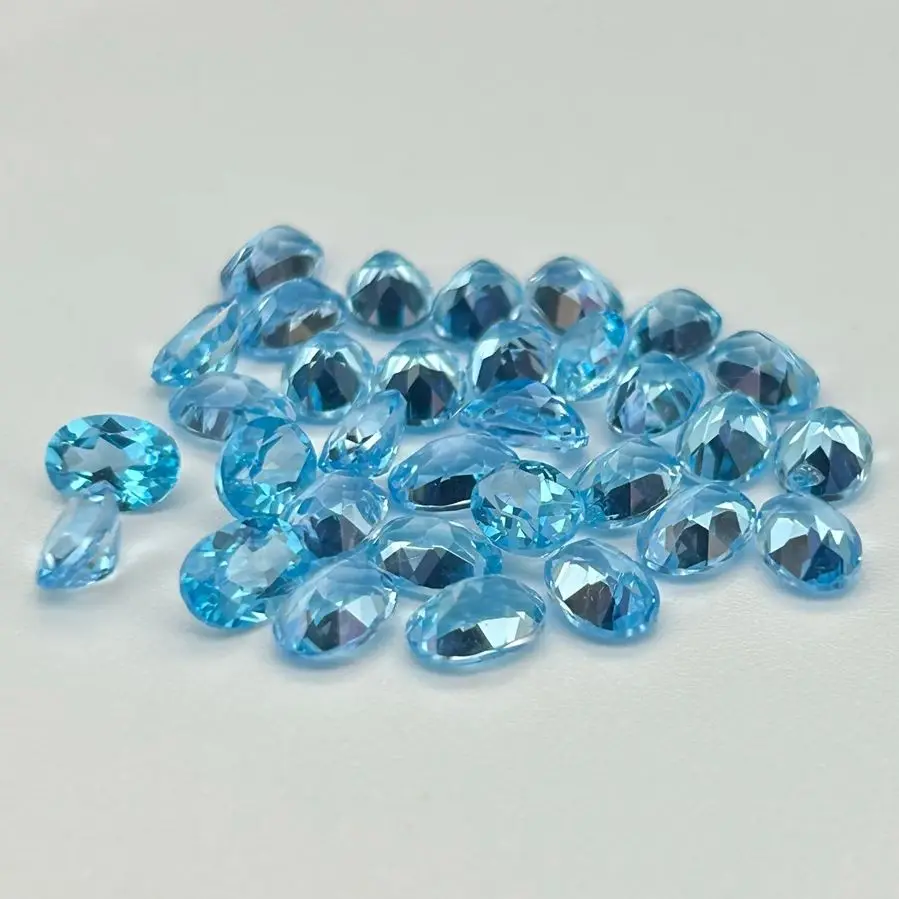 

Овальная огранка 3x4 мм-5x7 мм Швейцарский синий топаз КаменьНатуральный топаз Камни для ювелирных изделий