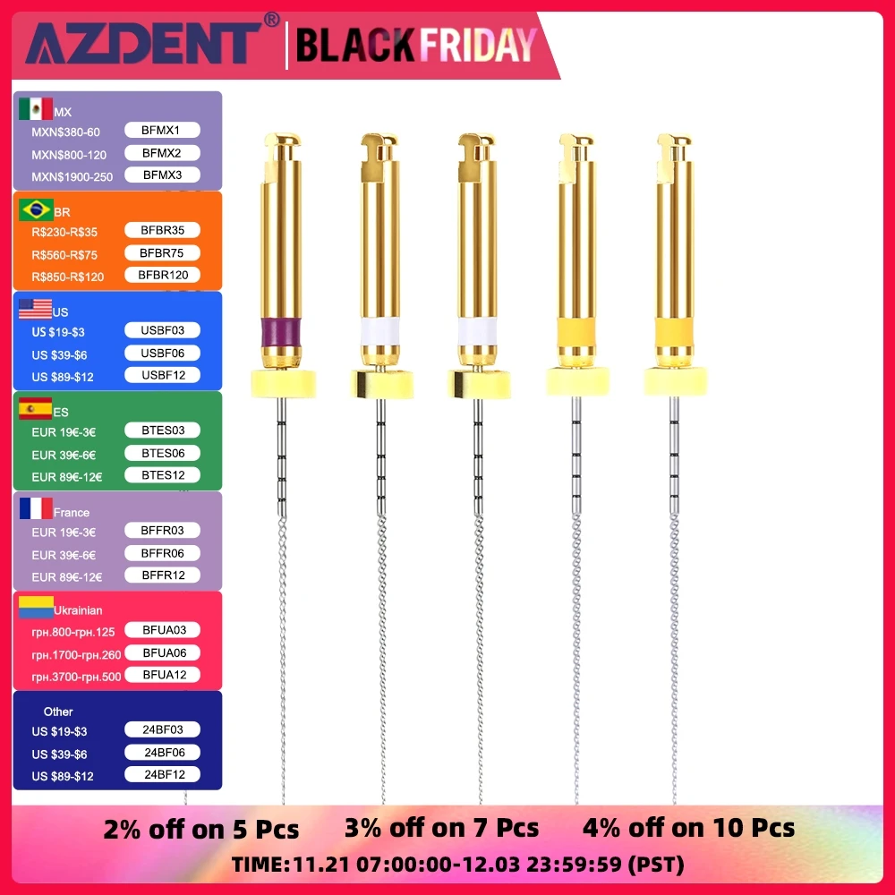 AZDENT Dental Endo File Engine Use Root Canal Instrument Endo Rotary Endodontic Files Dentistry