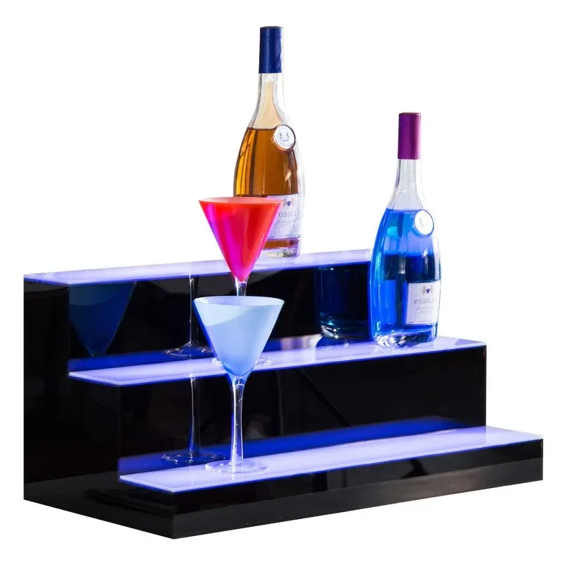 Led Acrylic wall Mounted Wine Racks 4 Ft LED Lighted Liquor Bottle Display Shelf Clear Acrylic Display stand