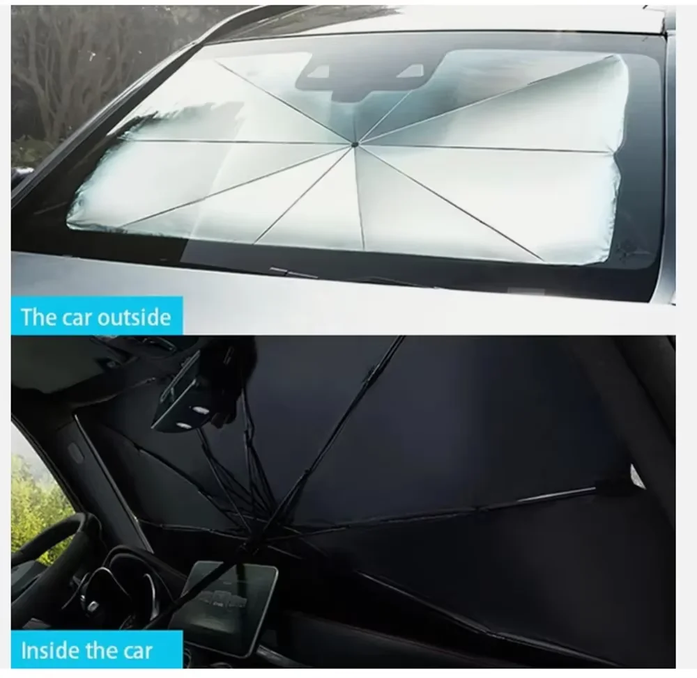 Car Sunshade Umbrella-style Front Glass Sunshade Sunscreen Heat Insulation Cloth Car Windshield Sunshade Car Umbrella Shade