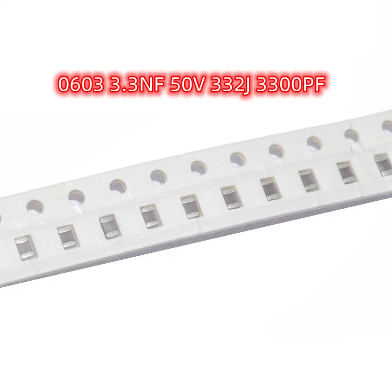 

50pcs SMD 0603 3.3NF 50V 332J 3300PF 5% NPO COG Chip High Frequency Ceramic Capacitors 1608