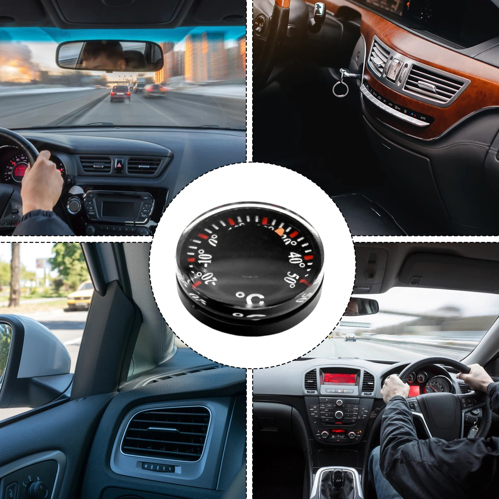 1-Piece Mini Car Thermometer Battery-free Dashboard Thermometer, Easy Stick Mount, No Battery Required, Compact Car Interior view 6