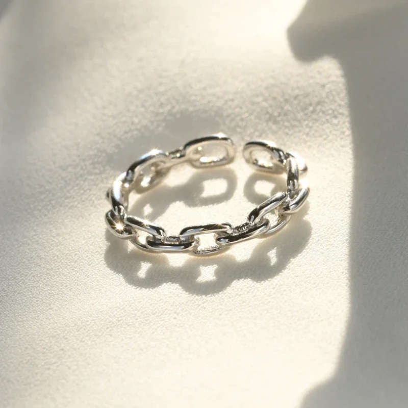 Women's Adjustable Silver Color Geometric Irregular Ring, Trendy Gift