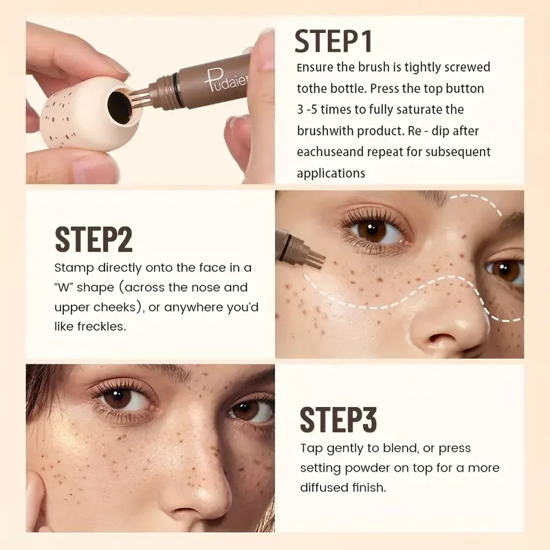 一時的なそばかすスタンプペン、軽いカバー力のリキッド処方、防水性と耐汗性、簡単塗布で頬骨、顎のラインのそばかすをカバー