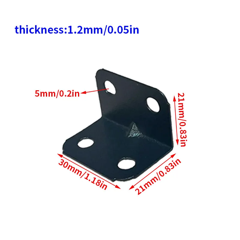 black metal corner codes, 90 degree fasteners, L-shaped brackets, tables, wardrobes, chairs, furniture cabinet corners