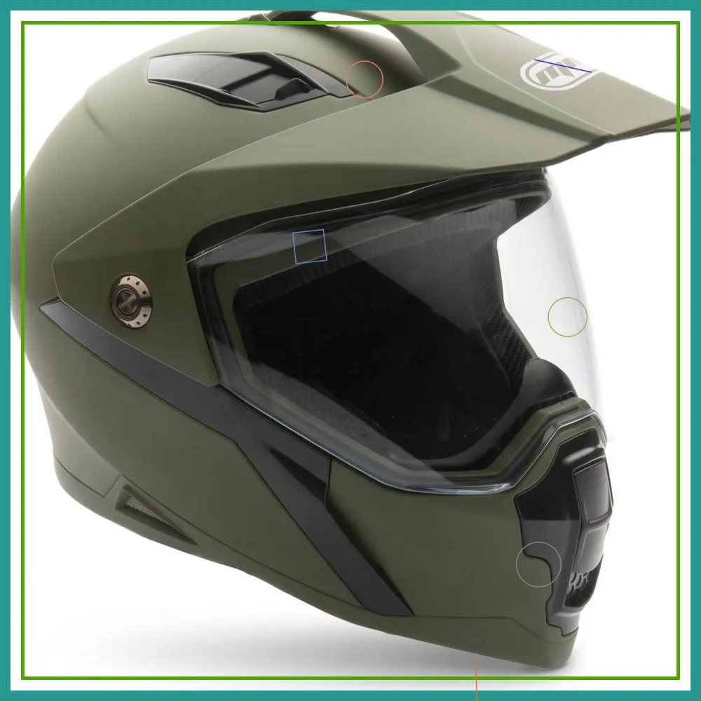 

Dual Sport Motorcycle Helmet - Flip Up Visor, Off Road Dirt Bike ATV - Large Green