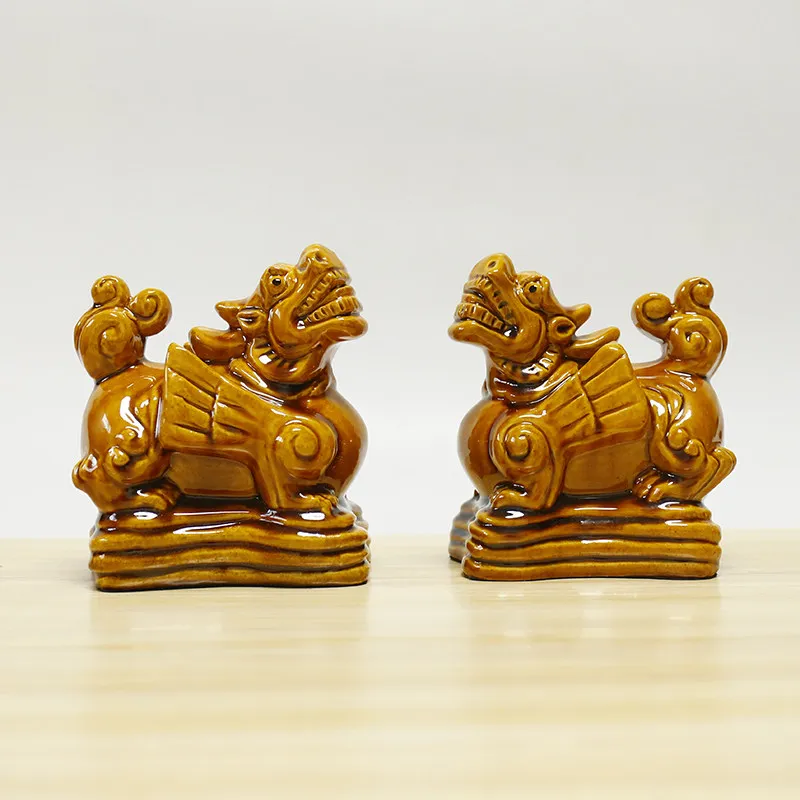 

Traditional Chinese Ceramic Pixiu a Pair Statue Ornament Home Living Room Desktop Decoration handicraft