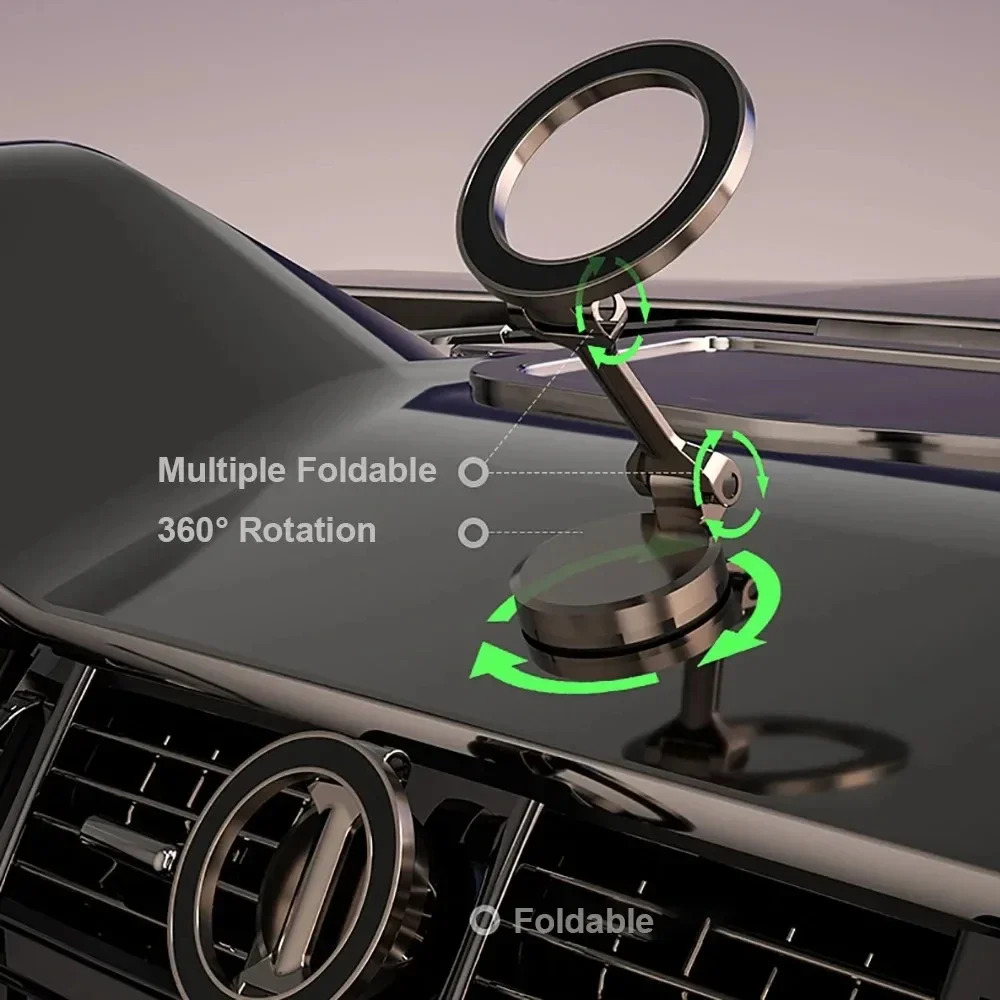 Foldable Magnet Car Mobile Phone Holder for 360 Degree Adjustable Magnetic Mount for iPhone 17 Huawei Xiaomi In Car