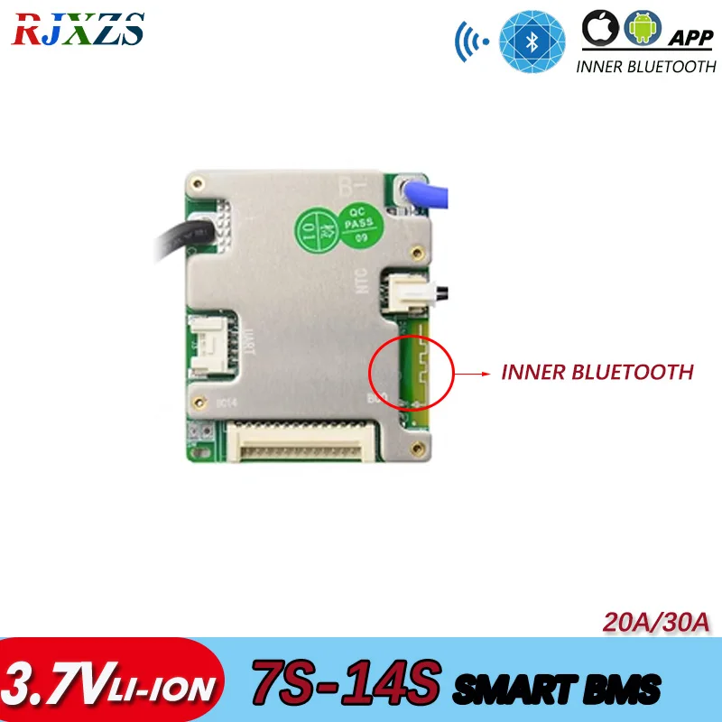 BMS 7S to 14S  30A/40A/50A  NMC/LFP Smart PCM With Inner Bluetooth-Compatible APP UART Software For 48V Battery Pack