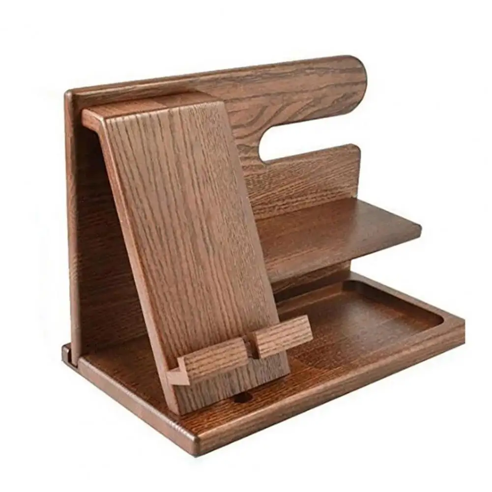 Phone Charging Stand Wooden Desk Organizer Rack Stable Groove Design Mobile Phone Holder