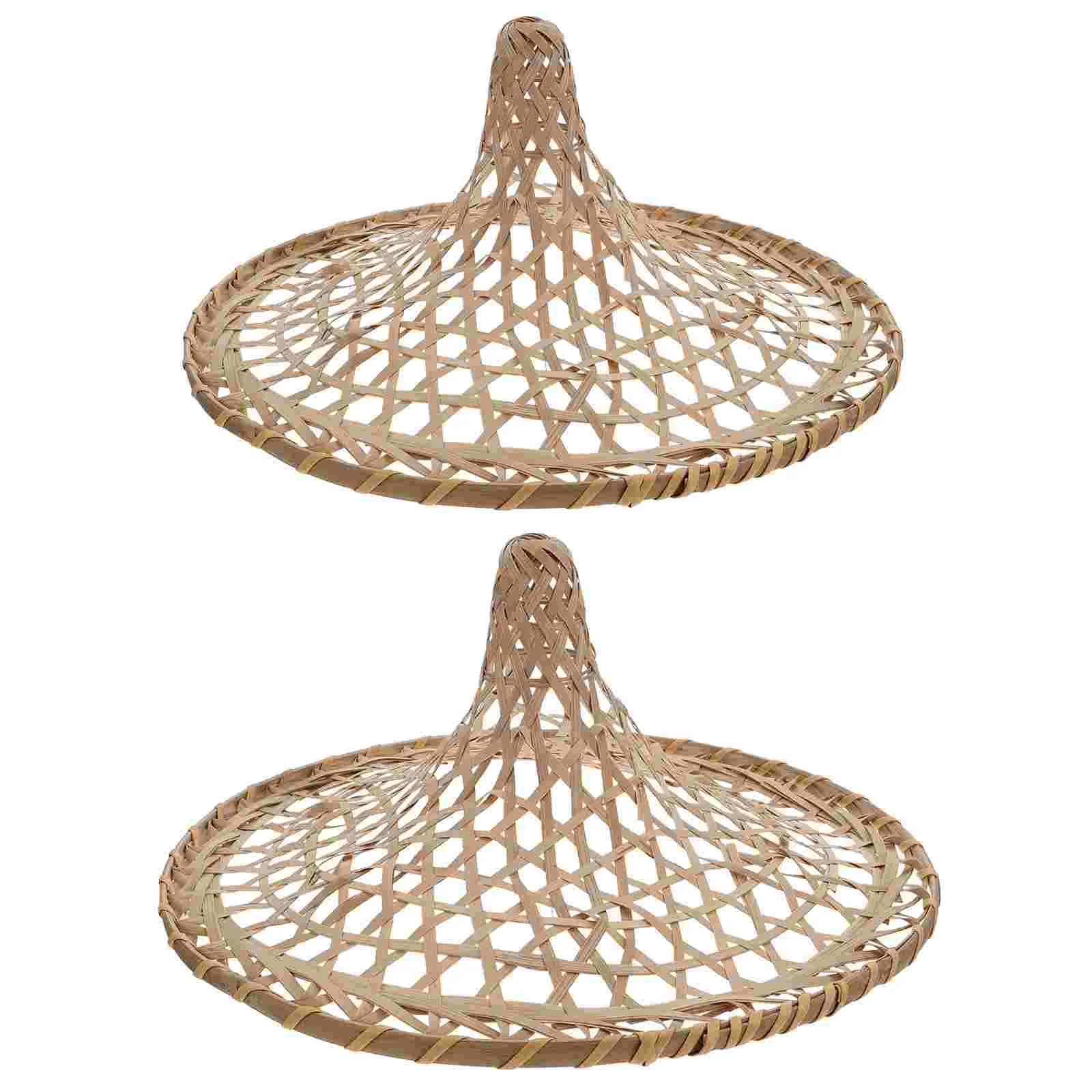 2 Pcs Japanese Straw Hat for Men Stage Prop Lampshade Beach Light Cover Performance