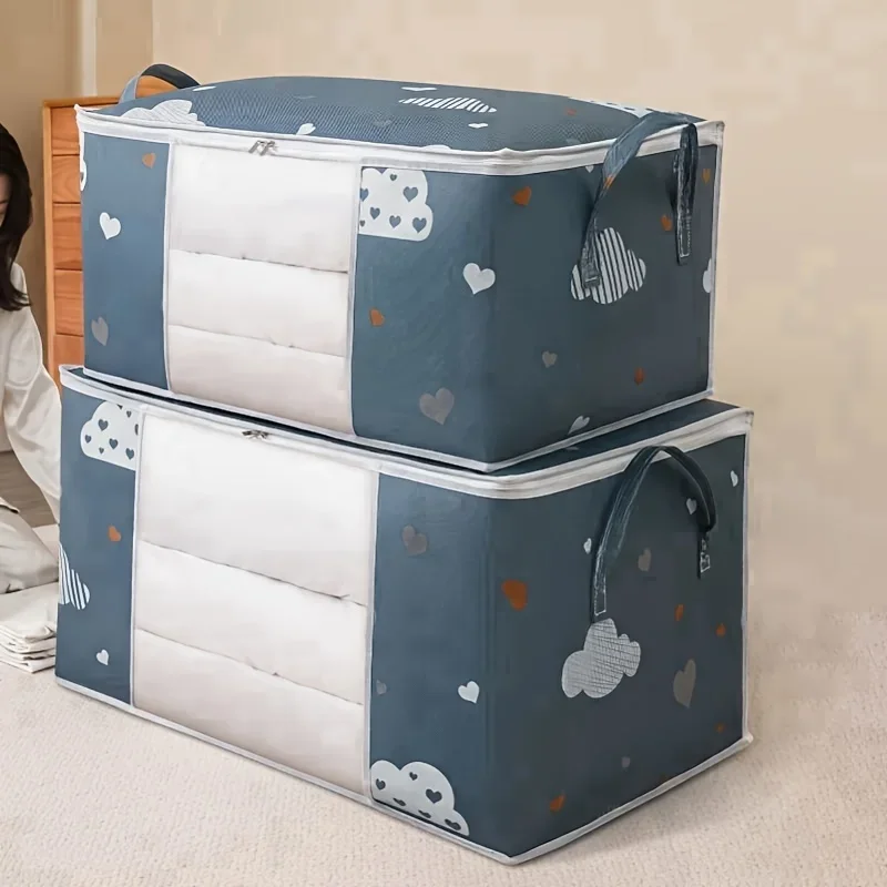 Quilt Storage Bag Large Capacity Duvet Blanket Foldable Sorting Bags Waterproof Dustproof Clothes Organizer Household Moving Bag