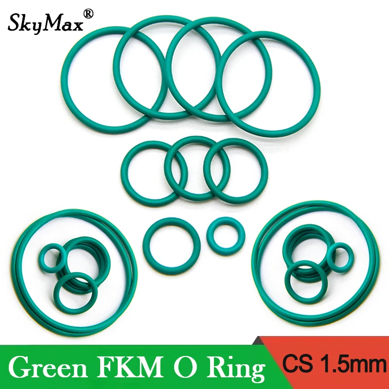 

10/50pcs FKM O Ring Gasket CS1.5mm OD 5mm ~ 50mm Green Fluorine Rubber Insulation Oil High Temperature Resistance Sealing Rings