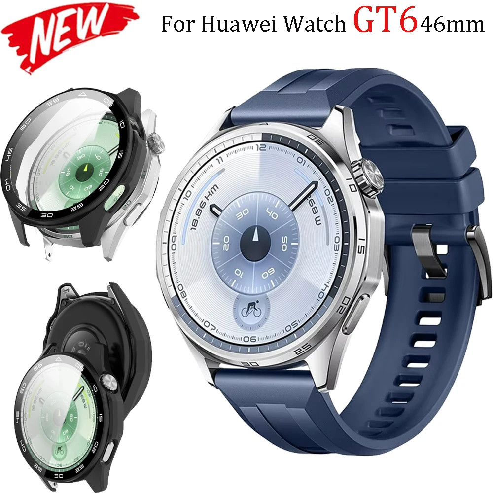 Gehard Glas Film + Case Voor Huawei Horloge GT6 46mm Officiële Screen Protector Glas Beschermende Voor Huawei Horloge GT6 46mm Cover