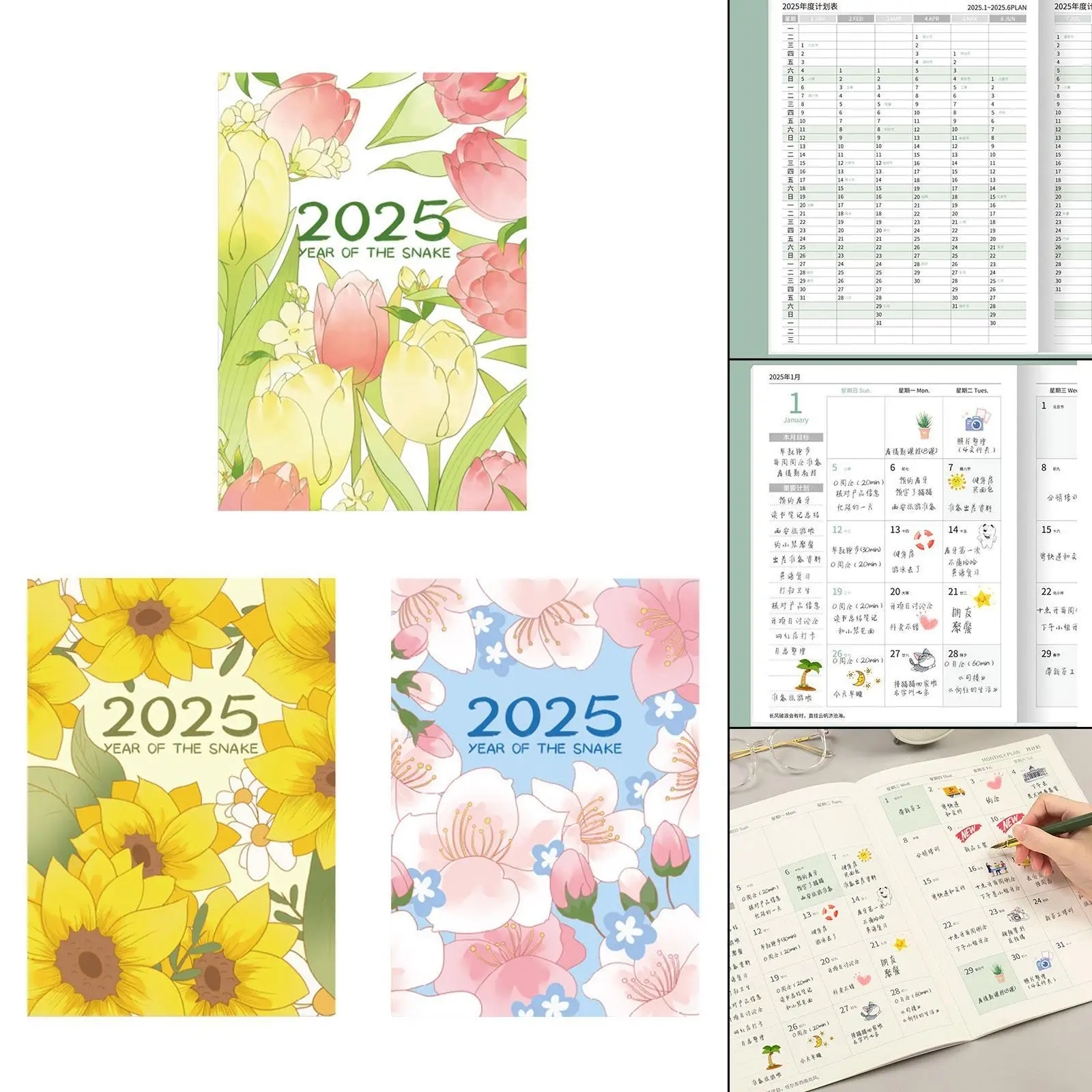 

2025 Planner Notebook Portable Gift Schedule Notebook Year Monthly Daily Planner Academic Planner for Studio Business, Office