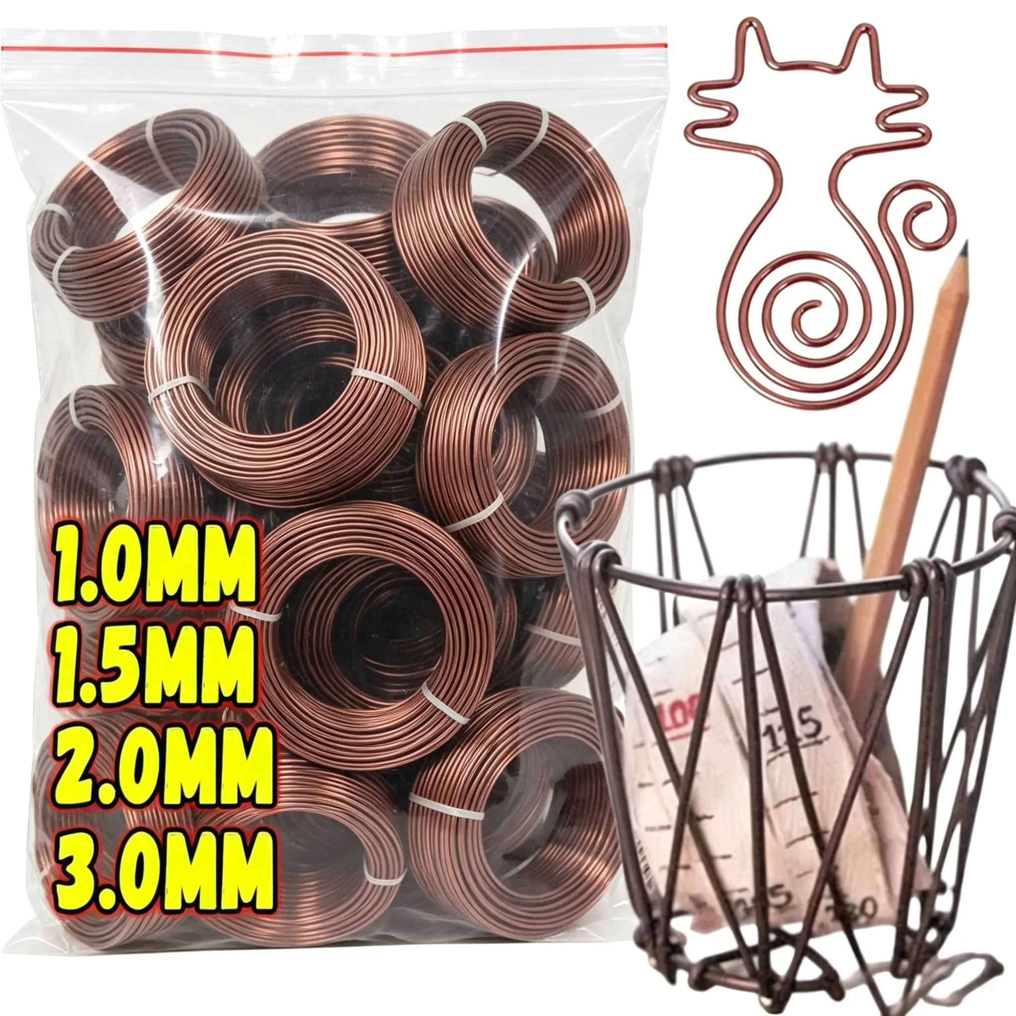 Brown Aluminum Bonsai Wires Plant Support Training Wire Fixing Strings DIY Shape Branches Support Bend/1.0/1.5/2.0/2.5/3.0mm