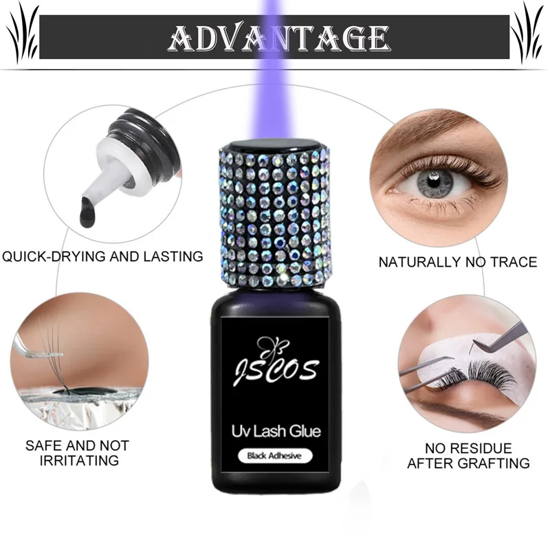 Nieuwe 5 ml/10 ml UV Lash Zwarte Lijm Lijm voor Lash Extensions Zwart Enten Wimper Lijm lamp Led UV Lash Lijm Lijm Make-Up