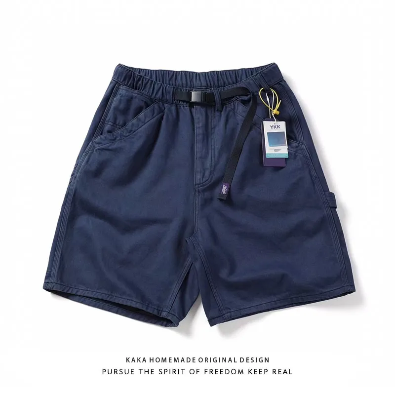 

Casual Youthful Style Workwear Short Pants Embroidered Diagonal Cotton Loose Fit Five-Quarter Length Comfortable Summer Wear