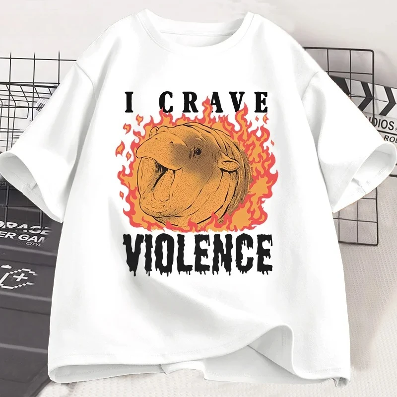 

Camiseta Moo Deng Crave Violence para mujer camiseta Retro de los años 90paquete de ex Fisk de hipopótamo Retro