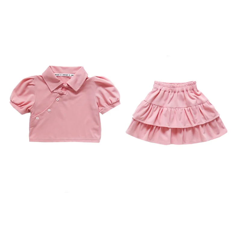 Baby Girls Clothes Sets Summer Short Sleeve Shirt+Shorts Fashion Pink Children Clothing Two Piece Set Kids Casual Outfits 2-9Yrs