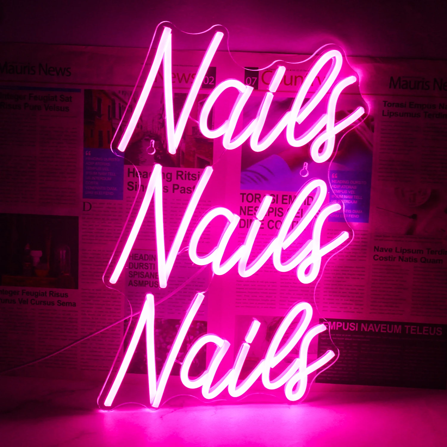 Pink Nails Neon Sign LED Nail Light up Business Sign for Salon Beauty Store Room Wall Decor 5V USB Powered Night Art