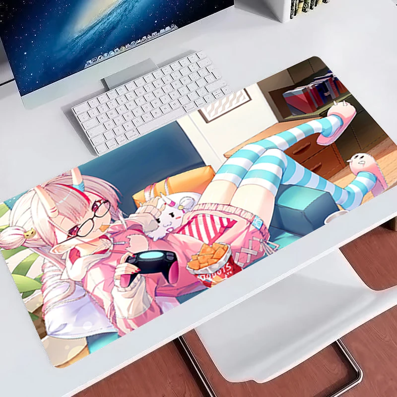 Large Mouse Pad Japanese Anime Extended Table Cushion Hololive Nakiri Ayame Kawaii Keyboard Desk Mat PC Gamer E-sports MousePad view 5