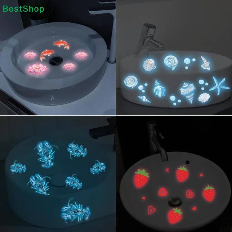 ✔Glow In The Dark Sink Stickers Luminous Glass Stickers Washbasins Stickers Toilet Sticker Self-adhesive Removable Home Decor