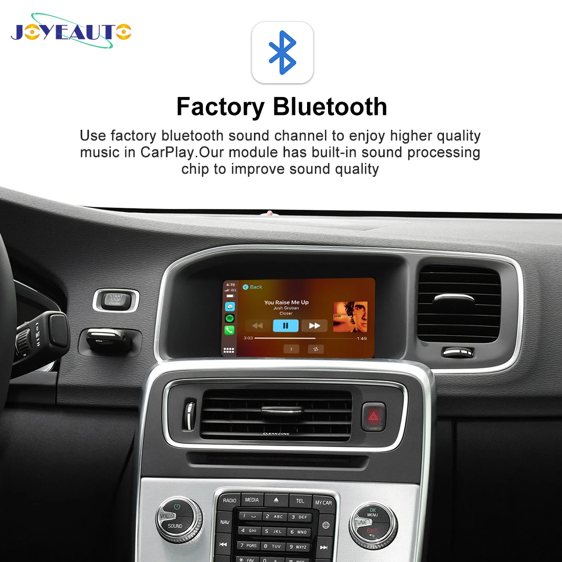JoyeAuto Wireless CarPlay Android Auto Interface for 2014-2019 Volvo S60/XC60/V60/S80/V40 Mirror-Link USB Flash Play Rear Camera