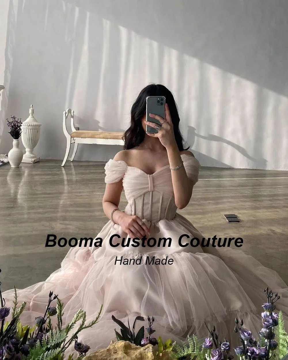 Booma A Line Long Prom Dresses Off Shoulder Boning Corset Tiered Formal Evening Dresses for Women Dubai Birthday Party Gowns