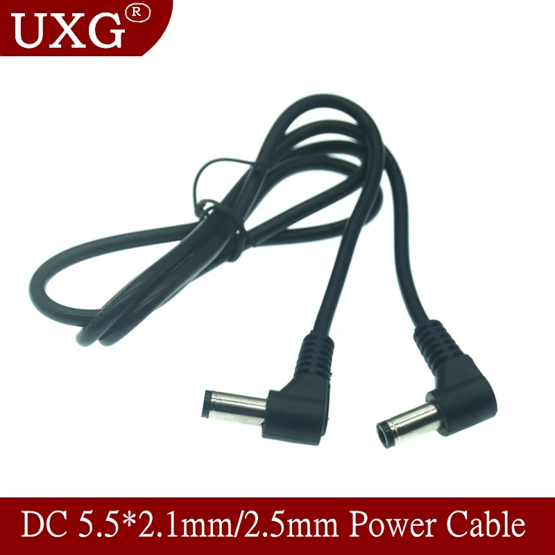 10pcs DC Power 5.5 X 2.1mm / 2.5mm Male To 5.5 2.1/2.5mm Male Plug Cable Right Angled 90 Degree 50cm 100cm