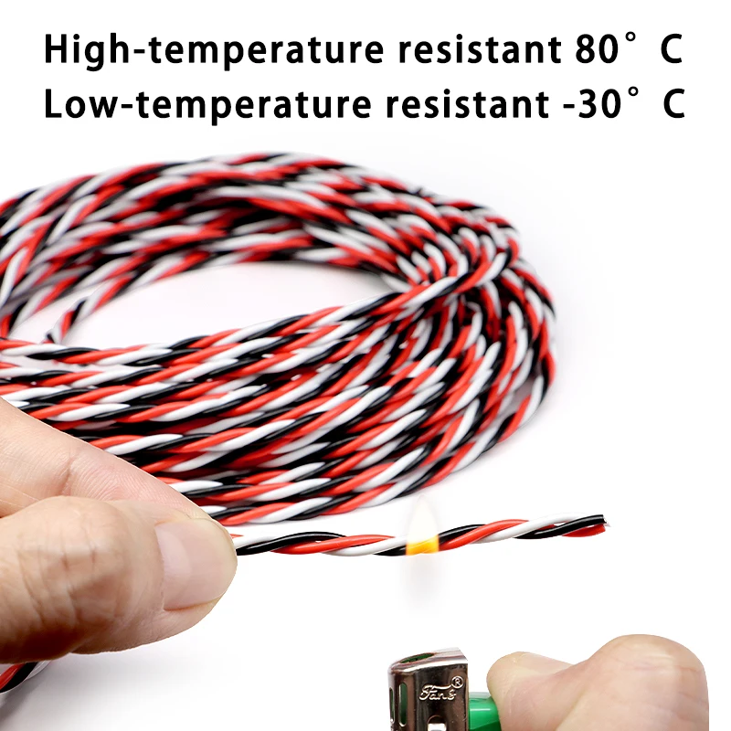 5/10M 3-Wege-Servo-Verlängerungskabel 22AWG/26AWG JR Futaba Gedrehtes Silikonkabel 30/60 Adern für RC-Flugzeug-Zubehör – Detail 4