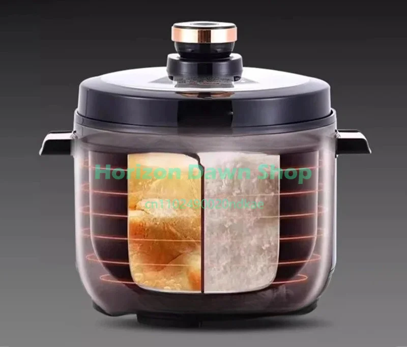 5L Multifunctional Electric Rice Cooker with 3-Compartment Non-Stick Pressure Cooking Feature