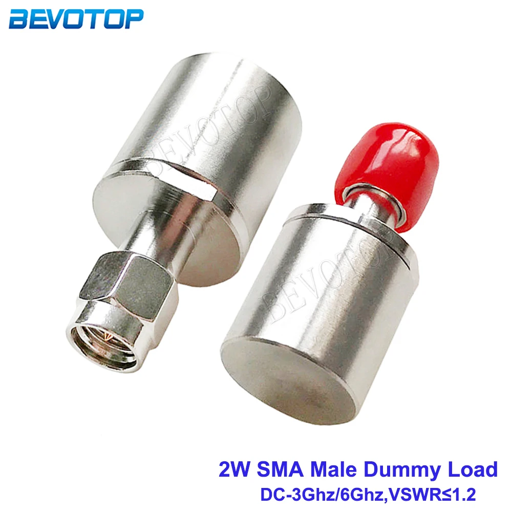 2W DC-3G/6GHz 50ohm SMA Male RF Coaxial Termination Dummy Load Connector Socket Brass Straight Coaxial RF Adapters Nickel Plated