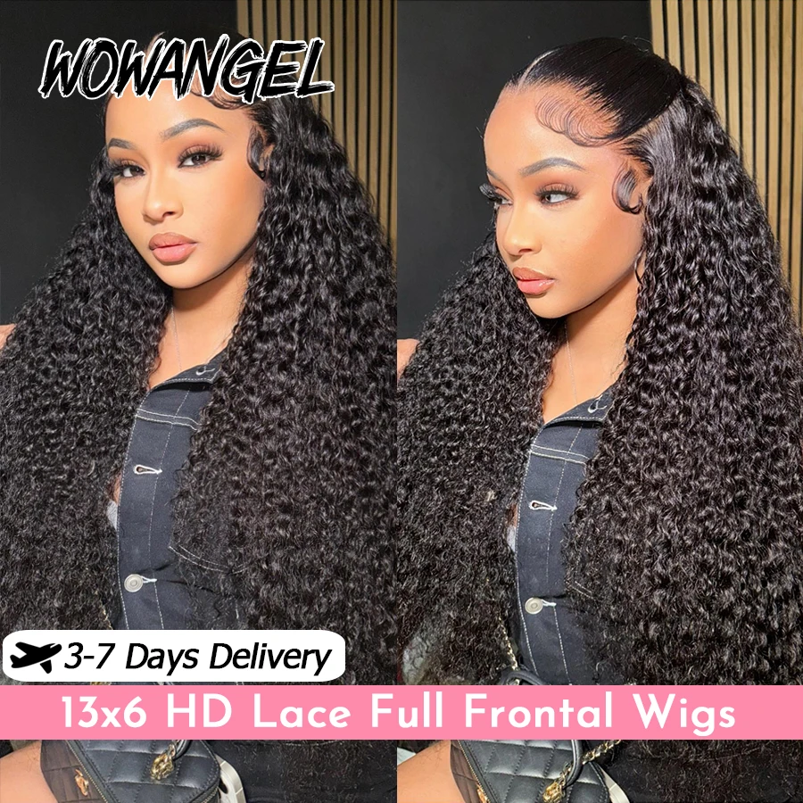 

WOWANGEL 30In Water Wave 13x6 HD Full Lace Frontal Wigs Invisible HD Lace Front Curly Human Hair Wigs Pre Plucked Brazilian Hair