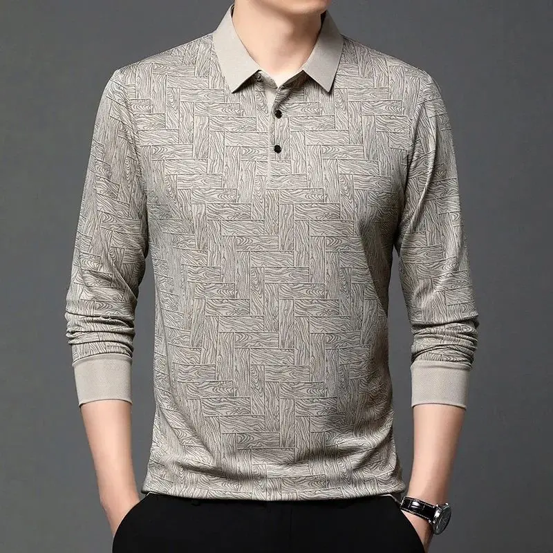 New Men's Business Casual Long Sved Shirt Color Pol Cool Sensation Three Acetate Fiber City Walk Suitable Clean Fit Style