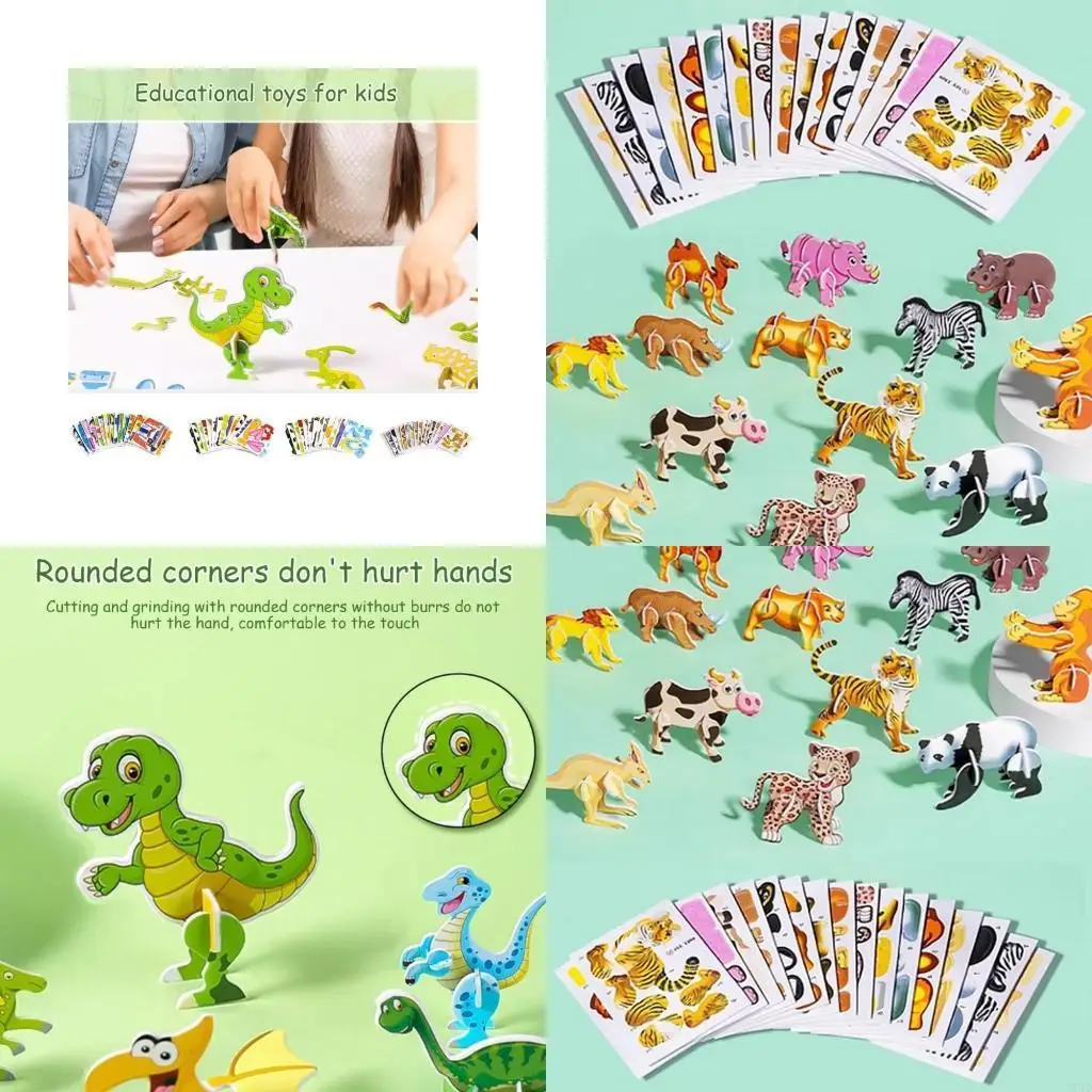 D7YD 만화 동물 퍼즐 장난감 어린이 두뇌 개발 미취학 아동 만화 퍼즐 장난감 아이를위한 집중력 개발