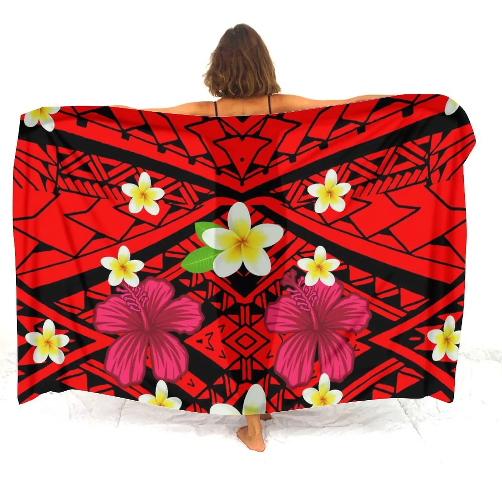 2024 New Sarong Polynesian Tribal Design Custom Art Print Soft Comfort Sarong Seaside One-Piece Sun Protection Cape