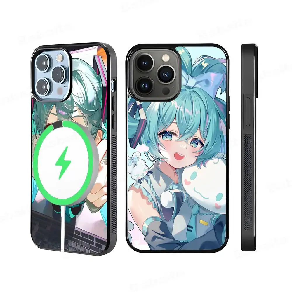 

Cute Kawaii H-Hatsune Miku Phone Case Magnetic Case For IPhone 16 14 13 12 11 15 Pro Max Plus For Magsafe Wireless Charge Cover